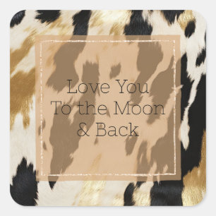 Sticker Carré Black Ivory Gold Western Cowhide
