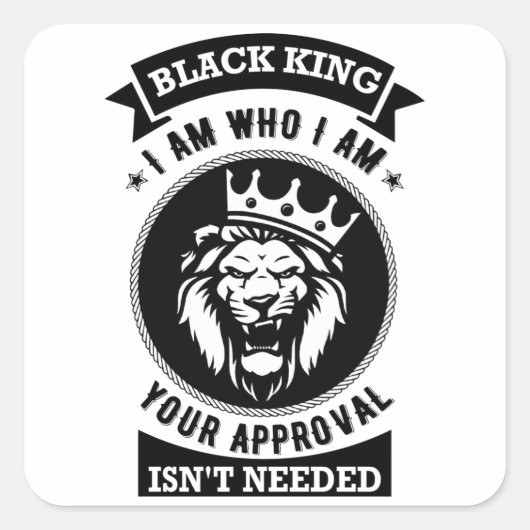 Sticker Carré Black King I Am Who I Am (Devant)
