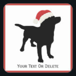 Sticker Carré Black Lab Dog habillé Père Noël Christmas Casquett<br><div class="desc">Un mignon chien de laboratoire noir au design Casquette de Noël de Père Noël - parfait pour les récupérateurs et amoureux de les chiens du labrador - garanti de mettre un sourire sur leur visage. Personnalisez avec votre texte personnalisé - nom, voeux de Noël ou simplement supprimer le texte. Découvrez...</div>