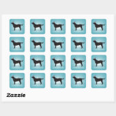 Sticker Carré Black Lab Joyeux Design d'anniversaire (Feuille)