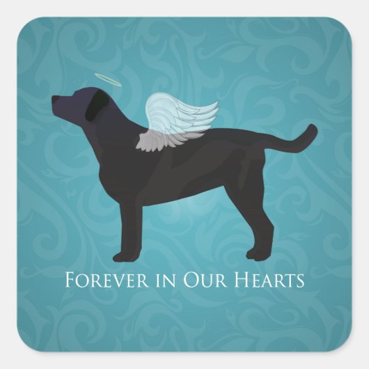 Sticker Carré Black Lab Pet Memorial Sympathy Pet Perte Concepti (Devant)