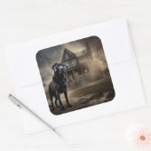 Sticker Carré Black Labrador Halloween (Enveloppe)