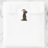 Sticker Carré Black Labrador Retriever à Santa Hat (Sac)