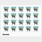Sticker Carré Black Labrador Retriever Blue Snowy Winter Forest (Feuille)