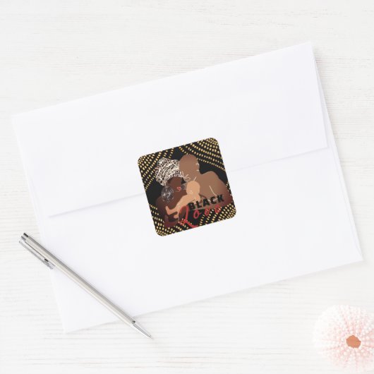 Sticker Carré Black Love (Enveloppe)