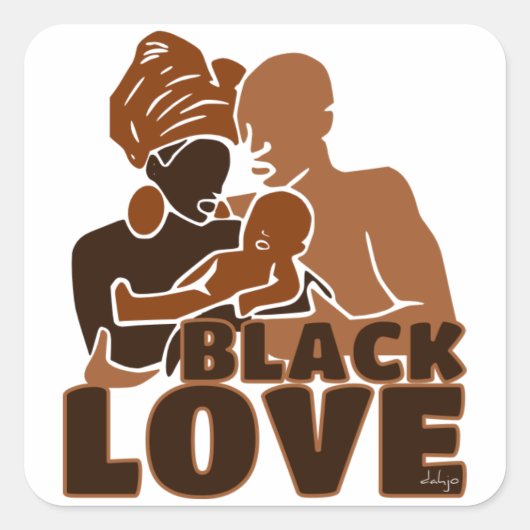 Sticker Carré Black Love Brown Love (Devant)