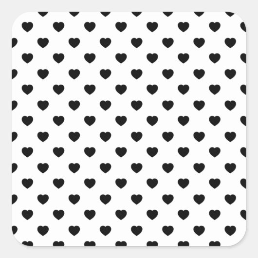 Sticker Carré Black Love Hearts White Background (Devant)