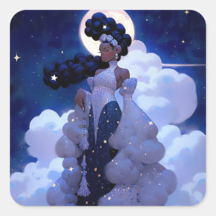 Sticker Carré Black Princess Imaginaire Art