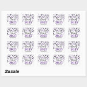 Sticker Carré Black Purple Confetti Graduation 2025 (Feuille)
