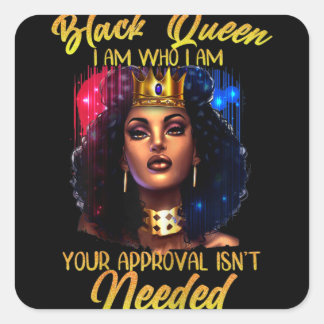 Sticker Carré Black Queen Lady Curly Naturel Afro-Africain Améri