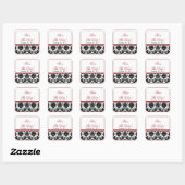 Sticker Carré Black & Red Damask Enregistrer l'autocollant Maria (Feuille)