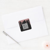 Sticker Carré Black Rose Gold Glitter Drives QR Code Business (Enveloppe)