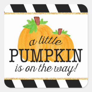 Sticker Carré Black Stripes Gold Little Citrouille Baby shower d
