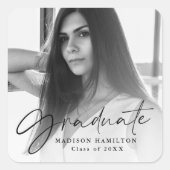 Sticker Carré Black Stylish Script Photo Graduation (Devant)