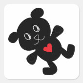 Sticker Carré Black Teddy Bear Love (Devant)