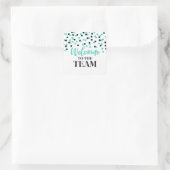 Sticker Carré Black Turquoise Confetti Bienvenue dans l'équipe (Sac)