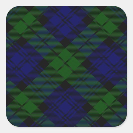 Sticker Carré Black Watch Tartan bleu vert Plaid (Devant)