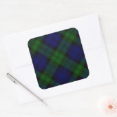Sticker Carré Black Watch Tartan bleu vert Plaid (Enveloppe)
