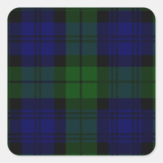 Sticker Carré Black Watch Tartan bleu vert Plaid (Devant)