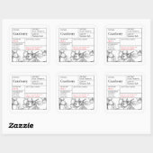 Sticker Carré Black & White Apothecary Cranberry label (Feuille)