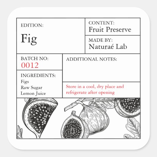 Sticker Carré Black & White Apothecary Fig label (Devant)