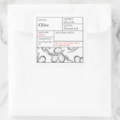 Sticker Carré Black & White Apothecary Olive label (Sac)