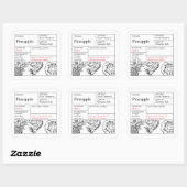 Sticker Carré Black & White Apothecary Pineapple label (Feuille)