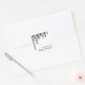 Sticker Carré Black White Weeping Birch Tree Branch Bookplate (Enveloppe)