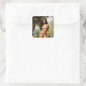 Sticker Carré Black Woman Bikini Modèle beauté florale (Sac)