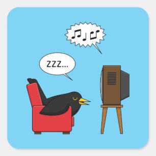 Sticker Carré Blackbird Dormir devant la bande dessinée de la té
