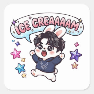 Sticker Carré Blague interne au fandom de K-Pop Ice Cream Stray
