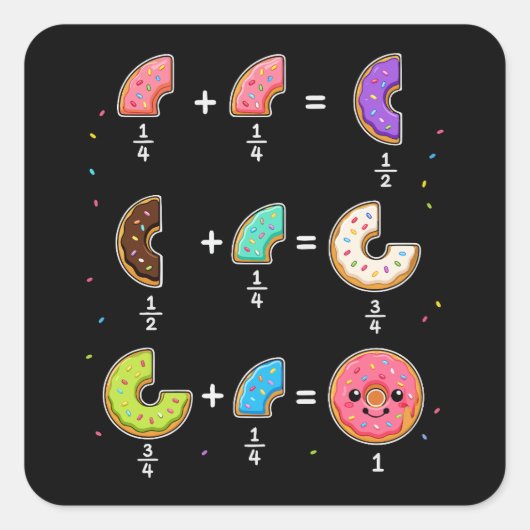 Sticker Carré Blagues de maths sur les fractions de beignets (Devant)