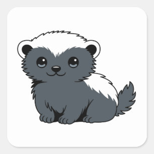 Sticker Carré Blaireau Miel Cartoon Mignon