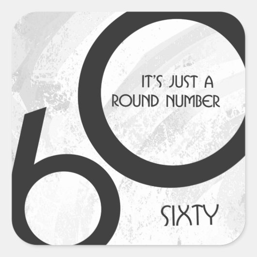 Sticker Carré Blanc 60 Décennie Anniversaire (Devant)