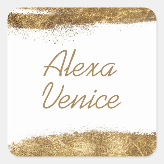 Sticker Carré Blanc avec or (Devant)