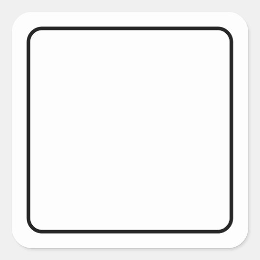 Sticker Carré Blanc blanc simple avec bordure noire (Devant)