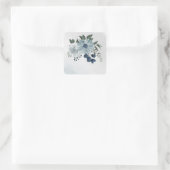 Sticker Carré blanc & bleu mariage fleuri (Sac)