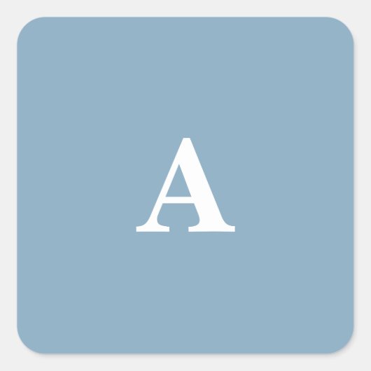 Sticker Carré Blanc Bleu Poussiéreux Monogrammes Simple Minimal  (Devant)