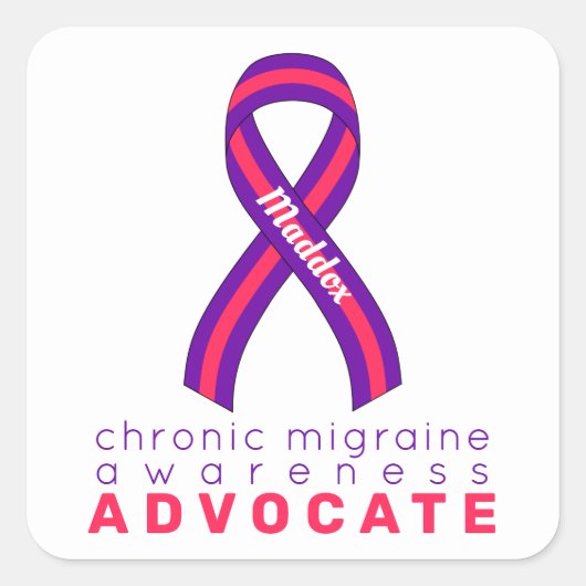 Sticker Carré blanc Chronic Migraine Advocate (Devant)
