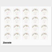 Sticker Carré Blanc Dusty Rose Floral Gold Mariage (Feuille)