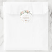Sticker Carré Blanc Dusty Rose Floral Gold Mariage (Sac)