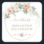 Sticker Carré Blanc Dusty Rose Floral Gold Mariage<br><div class="desc">Elégant design de carte avec aquarelle de verdure aérée,  rose et fleurs blanches poussiéreuses,  cadre faux or,  sur un arrière - plan blanc. Utilisez l'outil Personnaliser pour ajouter vos informations. Pour les articles correspondants,  s'il vous plaît,  visitez ma collection de fleurs Roses Dusty.</div>