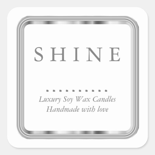 Sticker Carré Blanc et Argent (Devant)