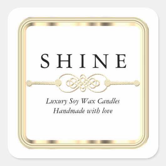 Sticker Carré Blanc et Or (Devant)