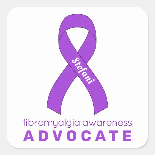 Sticker Carré blanc Fibromyalgia Advocate (Devant)