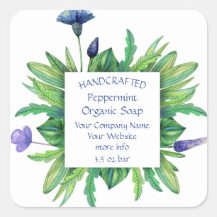 Sticker Carré Blanc Fleur artisanal