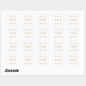 Sticker Carré Blanc Golden Beige Wedding Favoriser Merci (Feuille)