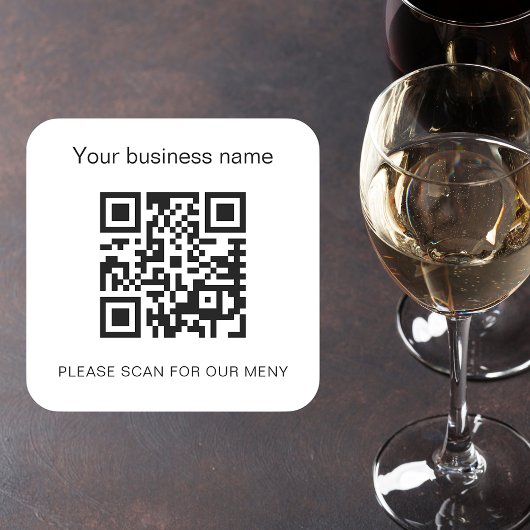 Sticker Carré Blanc noir bar restaurant menu qr code