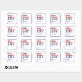 Sticker Carré Blanc rouge et Baby shower du 4 juillet (Feuille)