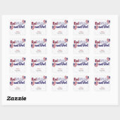 Sticker Carré Blanc rouge et échéance juillet 4 Baby shower patr (Feuille)